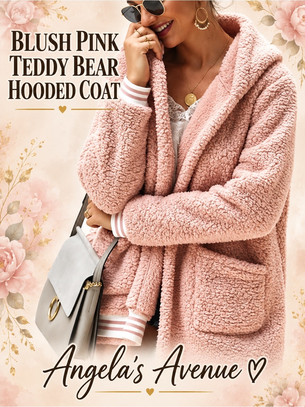 Pink Faux Fur Sherpa Fuzzy Teddy Bear Coat NEW